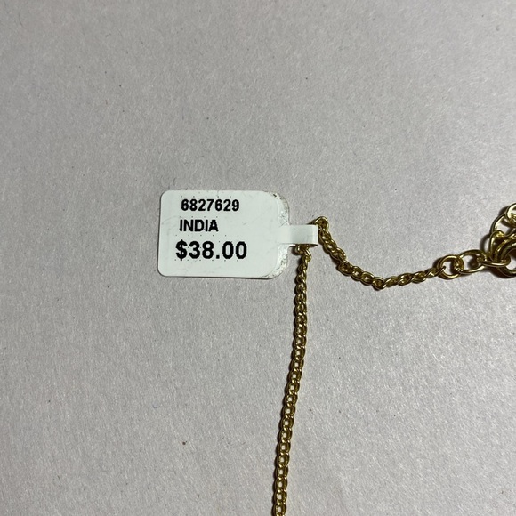 Fairtrade Gold and Green Statement Necklace with Fan Design and Gold Chain boho - Picture 3 of 8